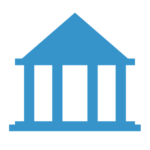 Bank Reconciliations accounting service blue icon with transparent background