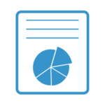 Management Reports accounting service blue icon with transparent background