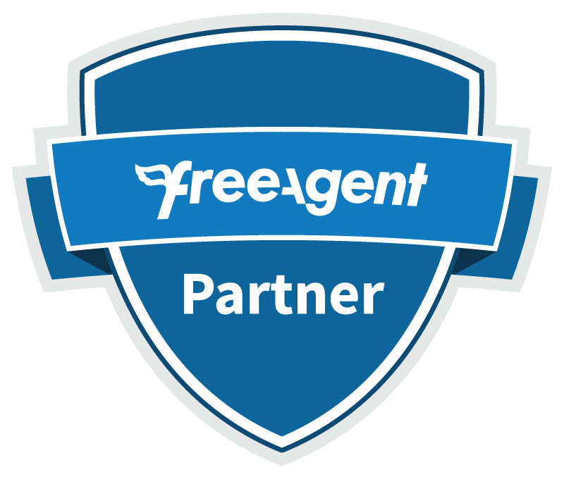 FreeAgent Partner blue badge with transparent background
